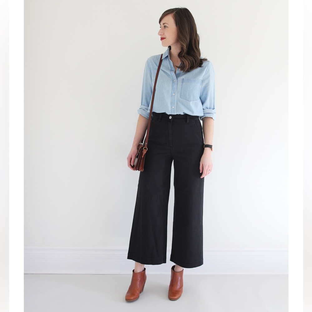 Everlane Cropped Wide Regular Black Jeans